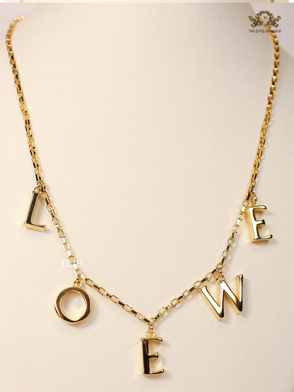 alphabet LW gold charms neckchain