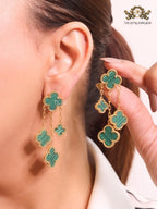 Green Malachite Clover Danglers 4 petals