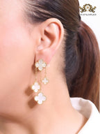 White MOP Clover danglers 4 petals