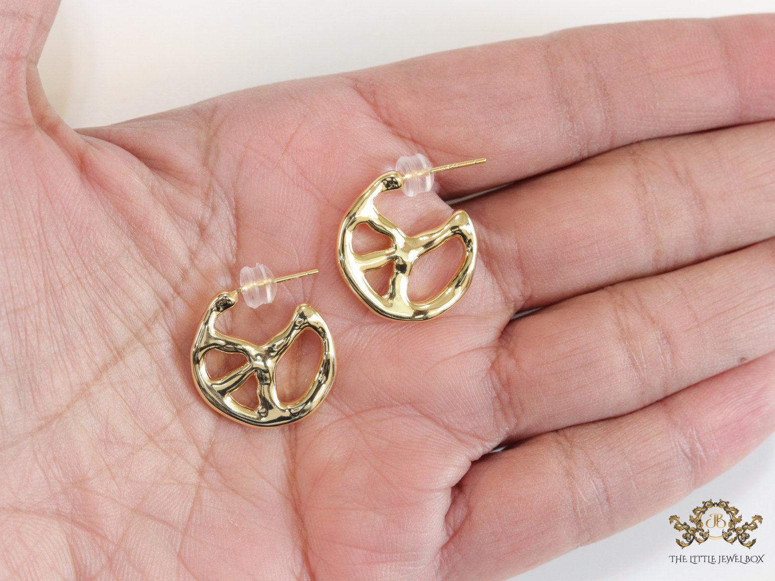 Gold plated designer open hoop earrings
