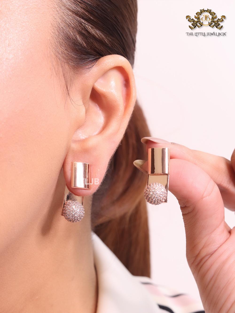 Rose Gold mesh ball earrings