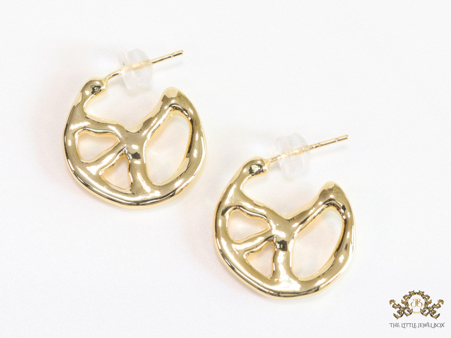 Gold plated designer open hoop earrings