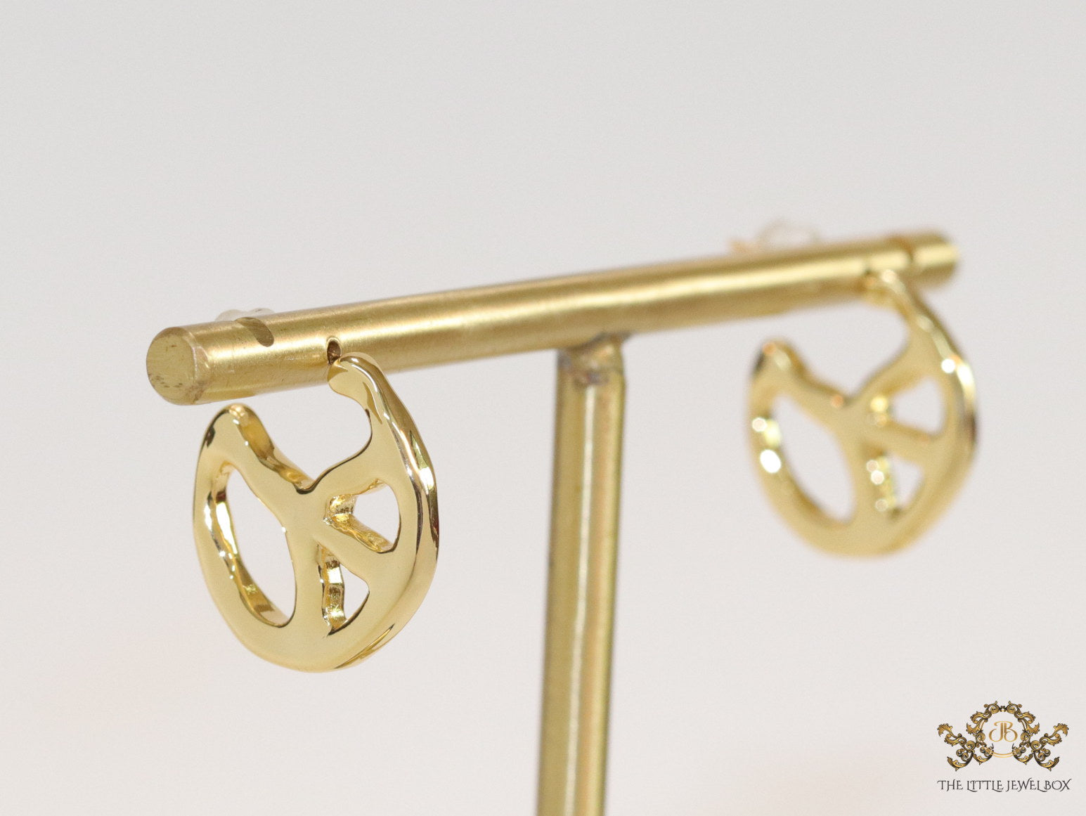 Gold plated designer open hoop earrings