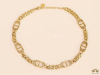 Gold plated link chain choker necklace