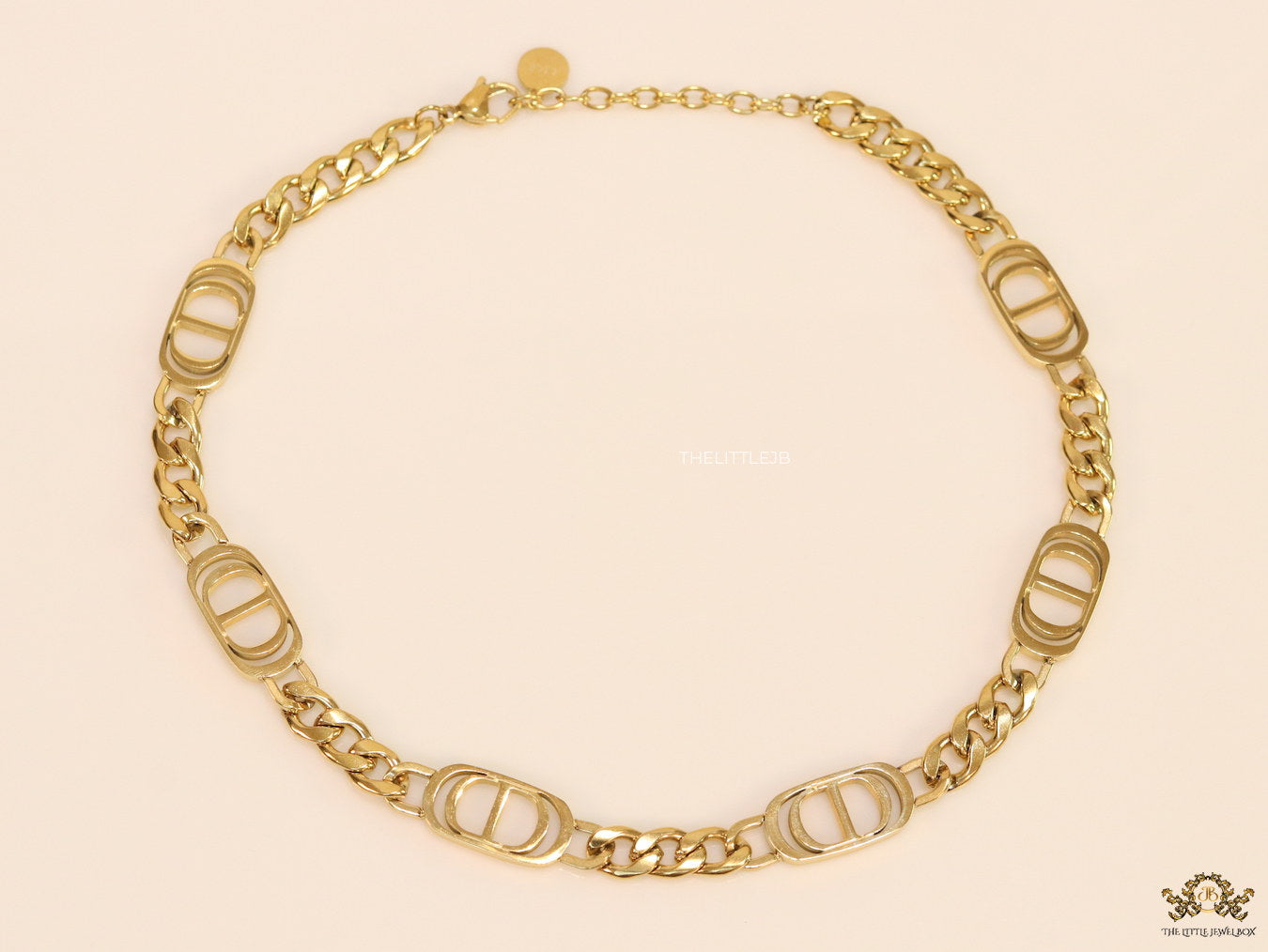Gold plated link chain choker necklace