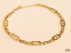 Gold plated link chain choker necklace