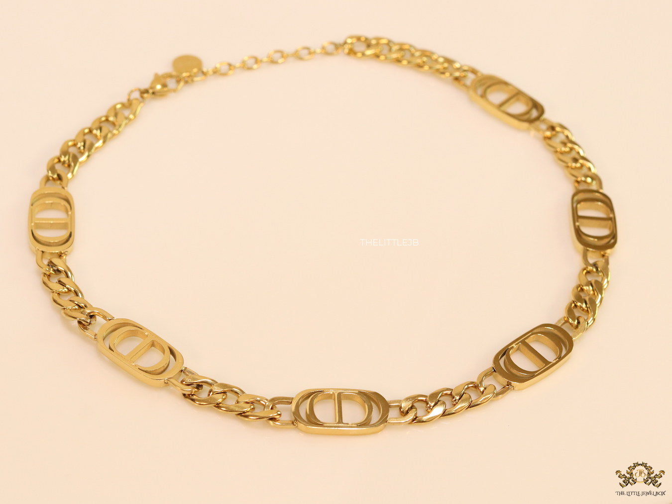 Gold plated link chain choker necklace