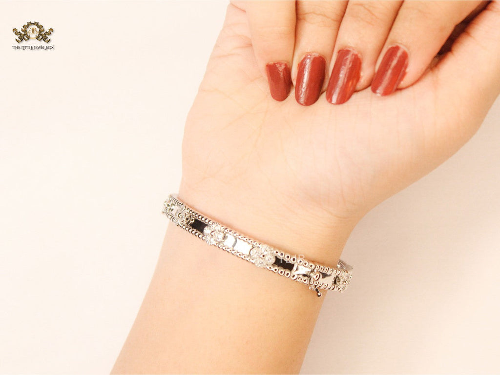 Luna Petal Platinum CZ Quad Bracelet
