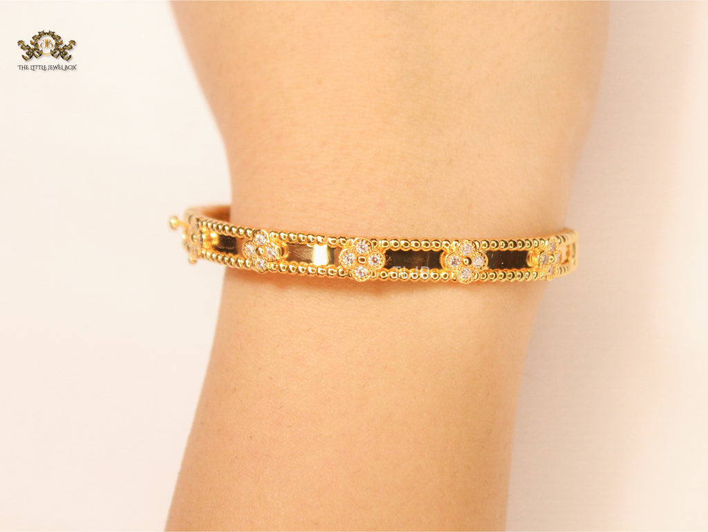 Luna petal Golden CZ Quad Bracelet
