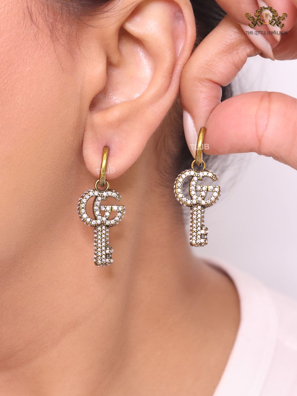 Rustic Double G key hoop type dangles