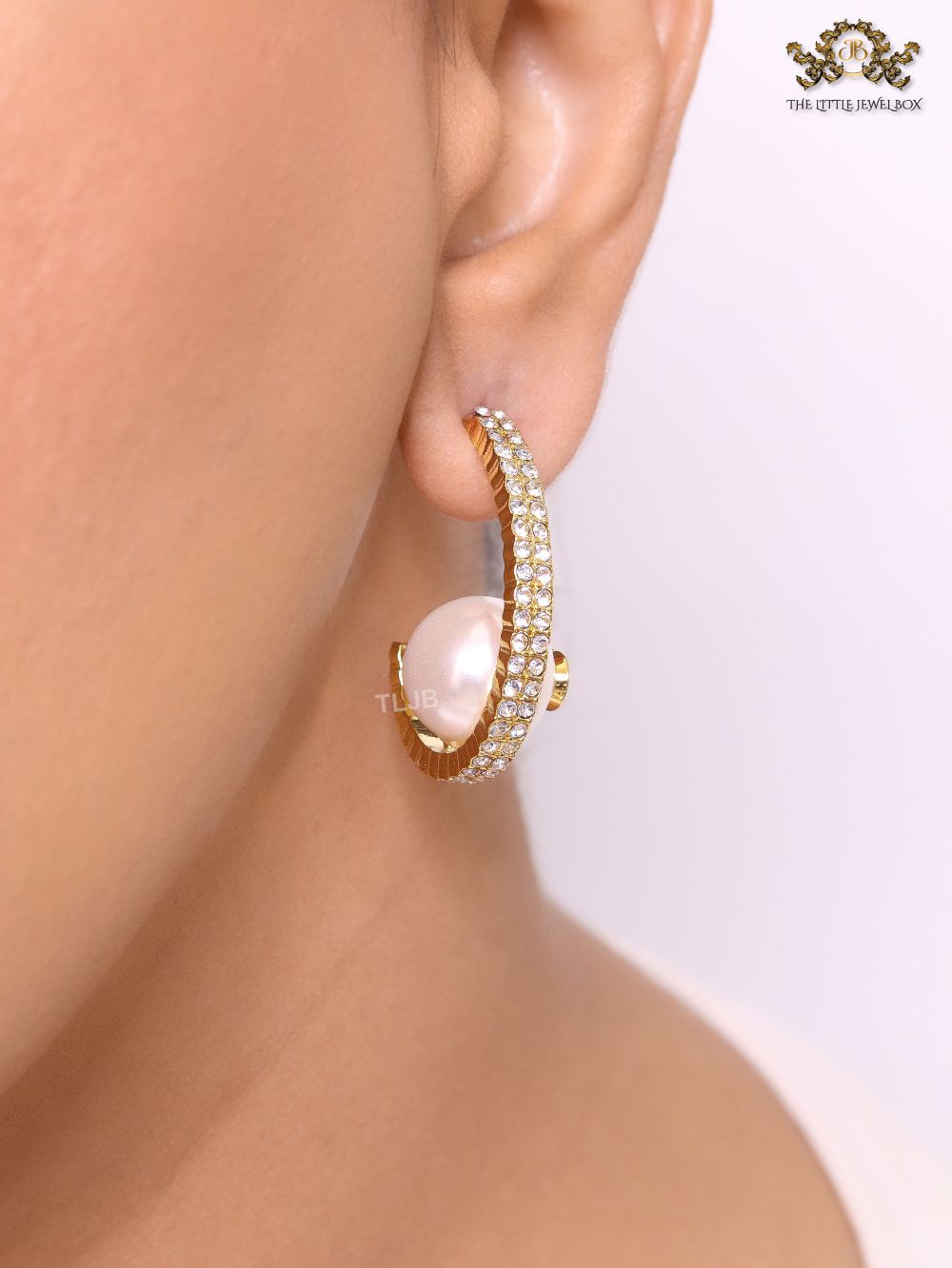Pearl gold alphabet bomber cz hoops