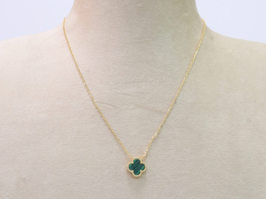 Sleek Malachite gold clover chain