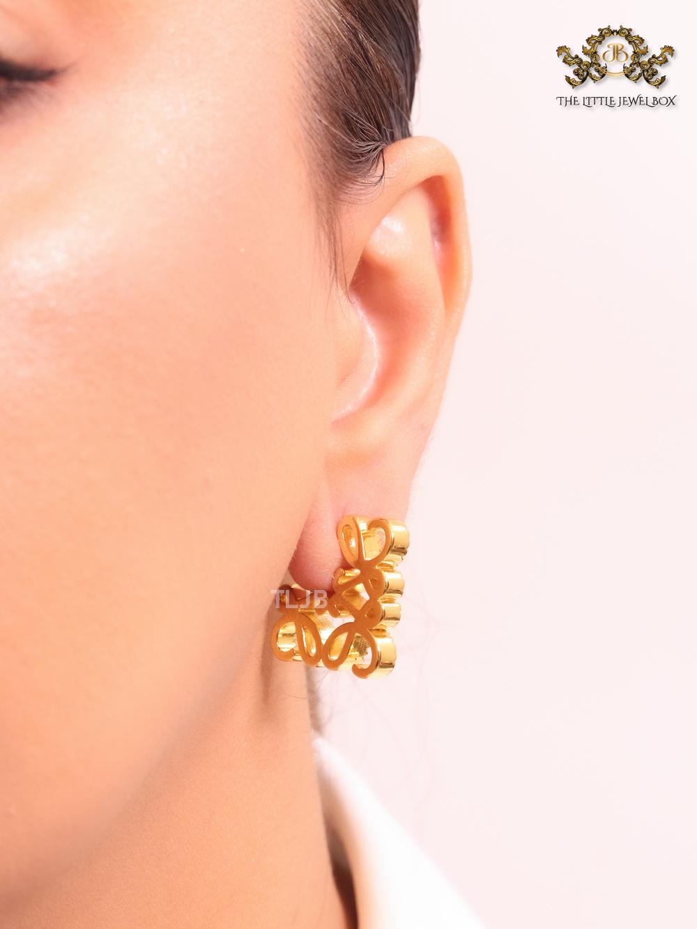 Alphabet L gold CZ hoops