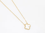 Sleek gold pearl white clover chain