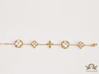 Gold plated chain bracelet with MOP clovers XL