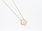 Sleek gold pearl white clover chain