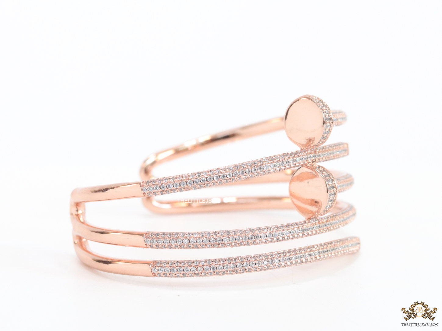 Rose gold plated twin nail bracelet with cz