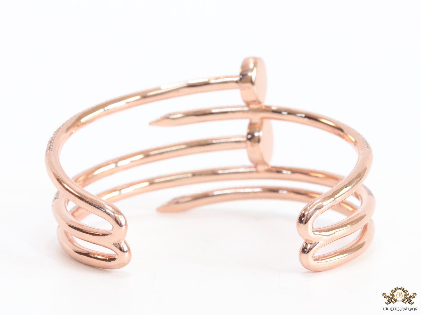 Rose gold plated twin nail bracelet with cz