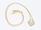 Sleek gold pearl white clover chain