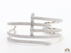 Platinum plated twin nail bracelet with cz