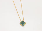 Sleek Malachite gold clover chain