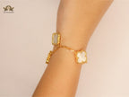 Gold Clover charms bracelet in white