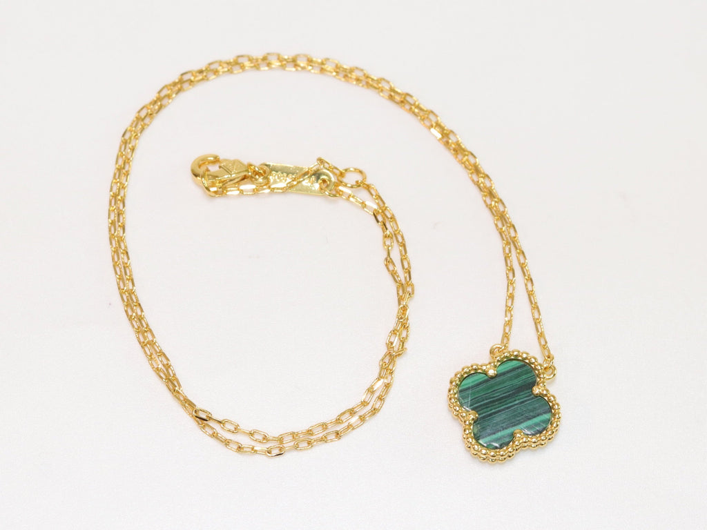 Sleek Malachite gold clover chain