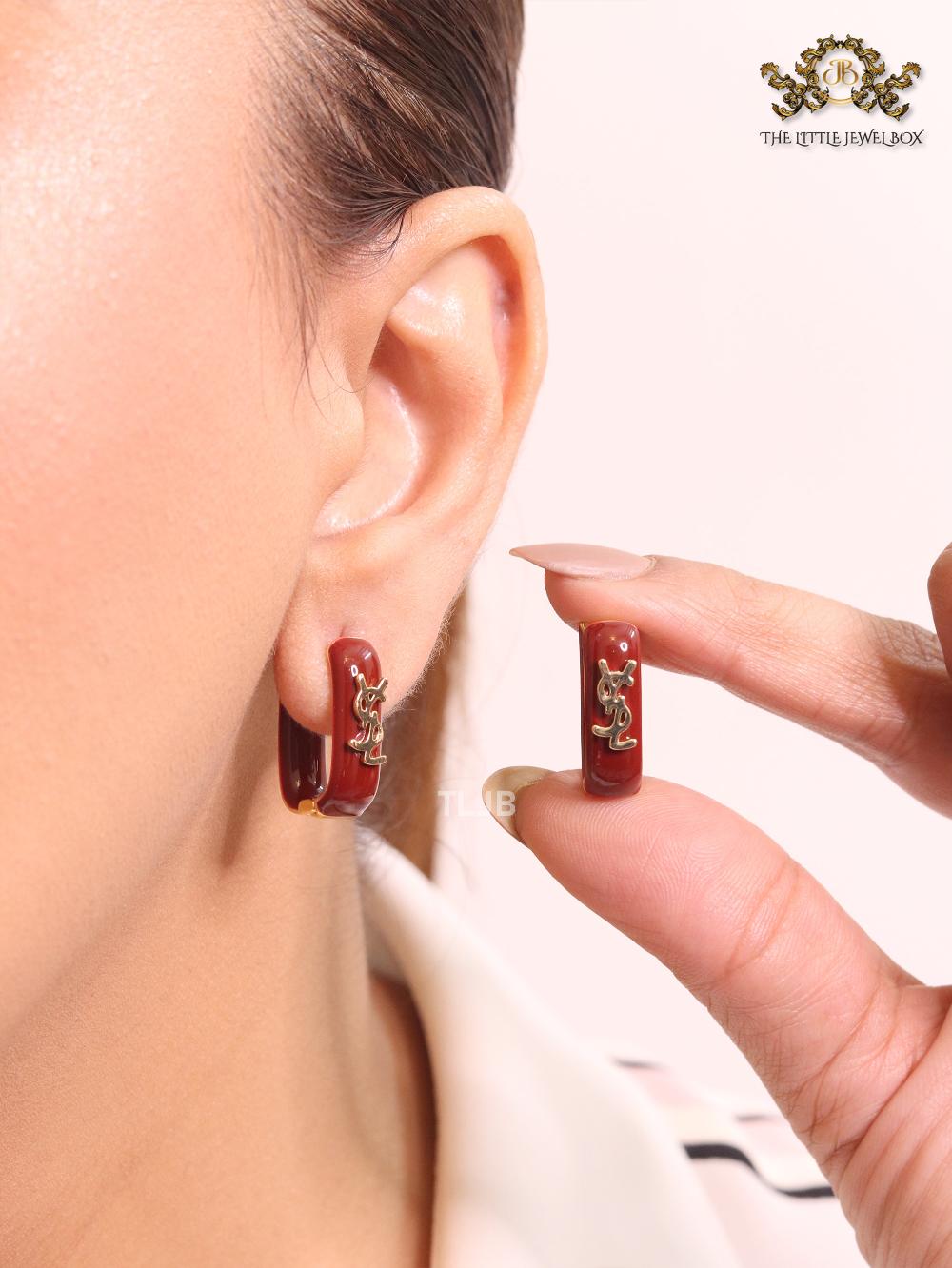 Alphabet Y blood red enamel hoops