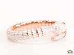 snake open bracelet in white enamel and rose golden finish