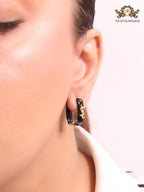 Alphabet Y black enamel hoops
