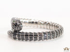 Serpentine open bracelet in black enamel and platinum finish