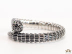 snake open bracelet in black enamel and platinum finish
