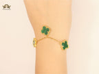 Gold Clover charms bracelet in green
