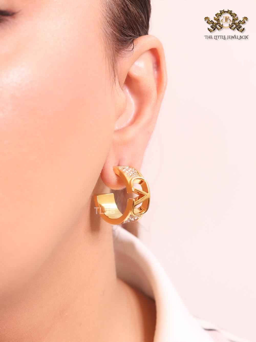 Open V gold and cz hoops