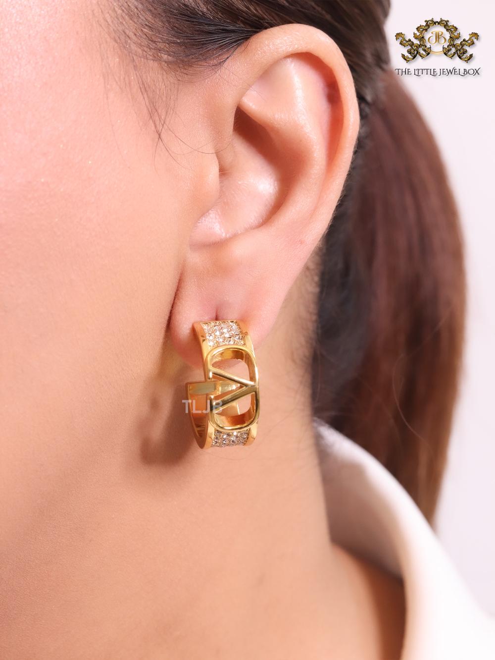 Open V gold and cz hoops