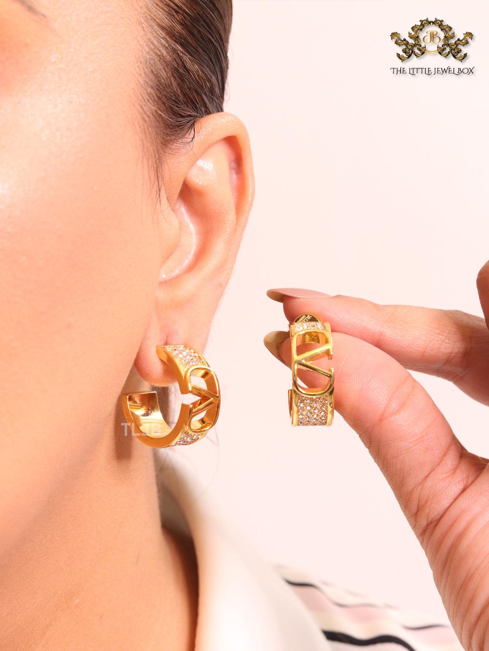 Open V gold and cz hoops