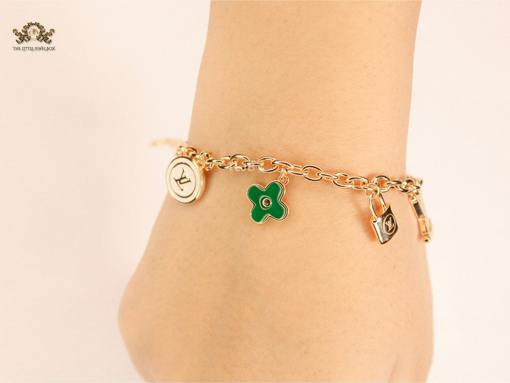 Alphabet LV colourful charm Rose Gold bracelet