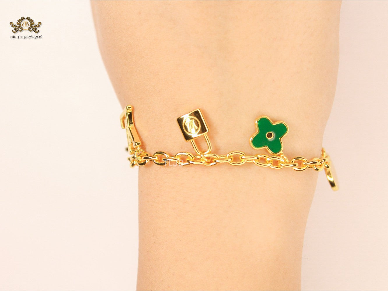 Alphabet LV colourful charm Rose Gold bracelet
