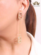 Alphabet Open V gold chain danglers