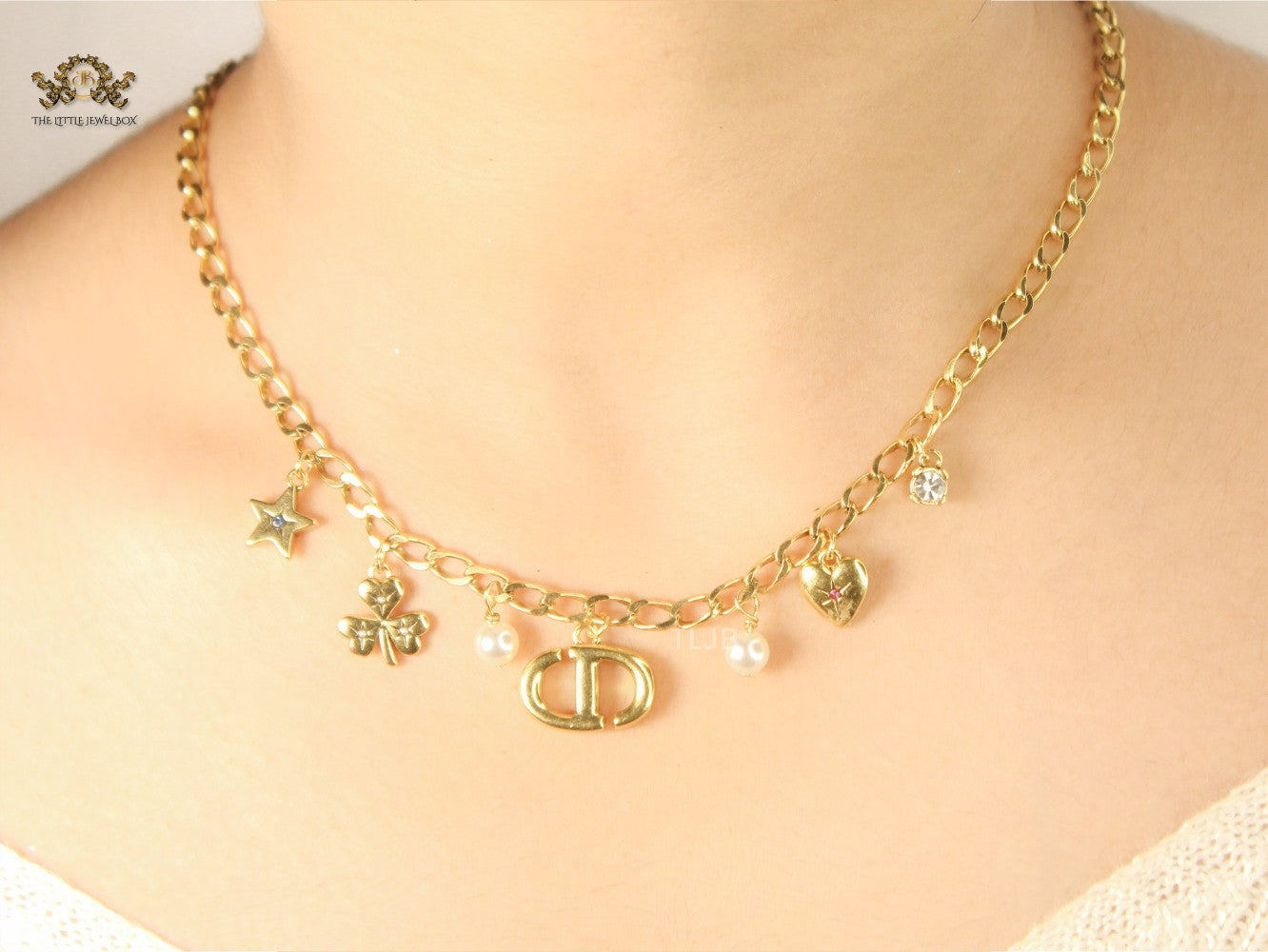 Alphabet CD charms Gold necklace matt finish