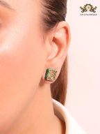 Alphabet L gold & green studs