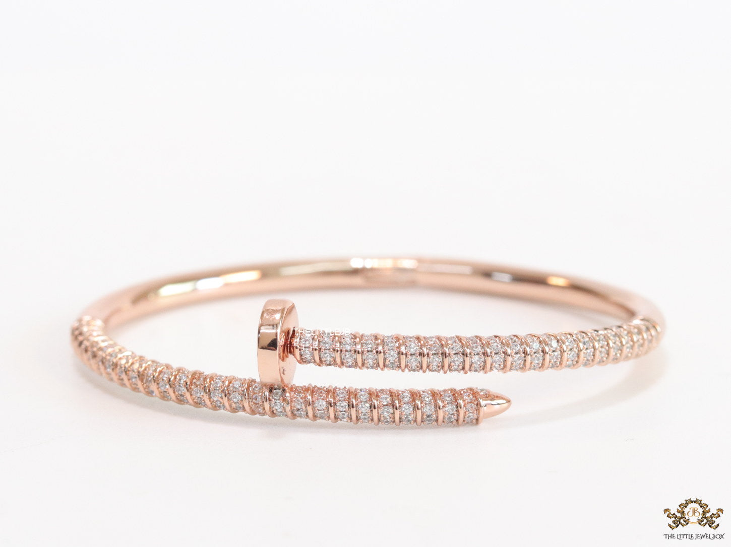 Rose gold plated cz nail bracelet