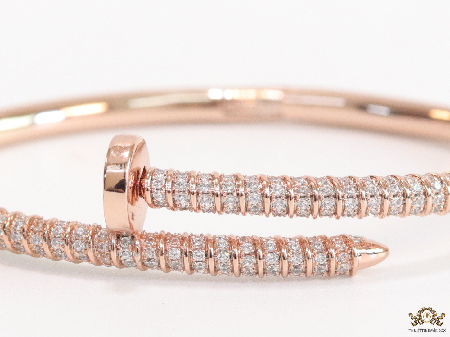 Rose gold plated cz nail bracelet