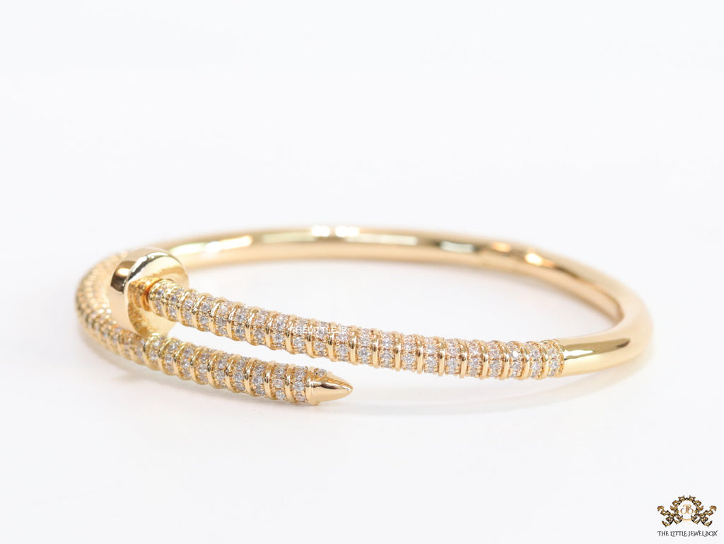Gold plated cz nail bracelet