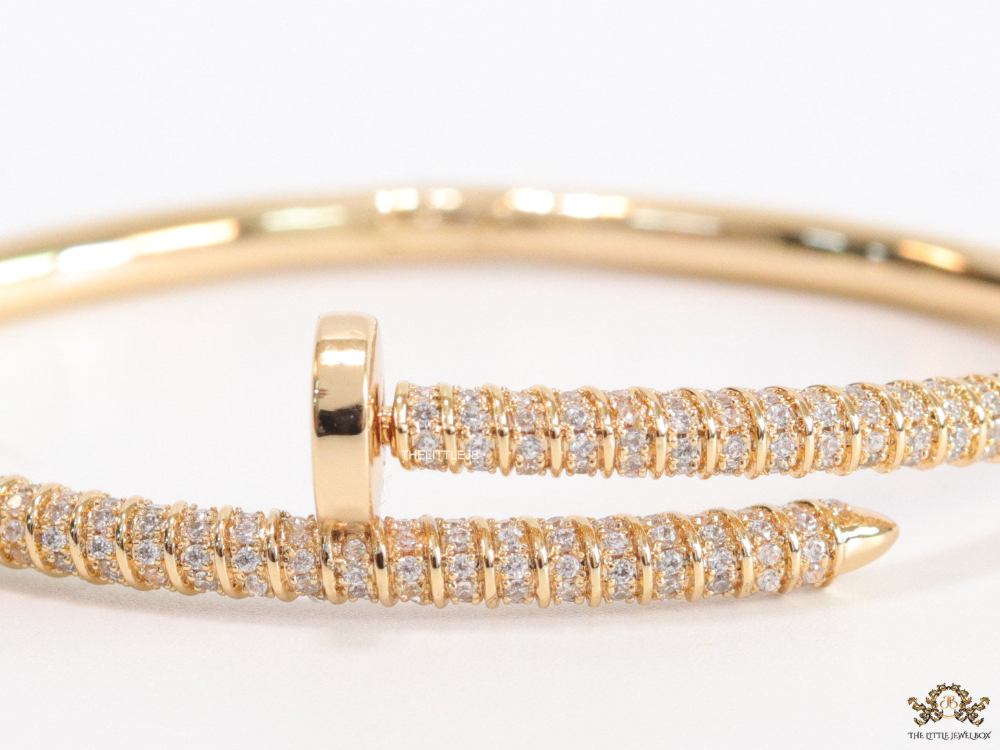 Gold plated cz nail bracelet