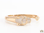 Gold plated open panther bracelet with cz