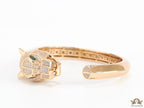 Gold plated open panther bracelet with cz
