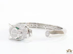 Platinum plated open panther bracelet with cz