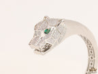 Platinum plated open panther bracelet with cz