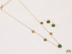 Clover necklace set in green malachite and gold plating